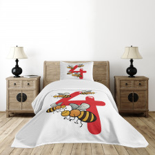 4 Hardworking Bees Bedspread Set