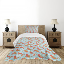 Japanese Carps in the Sea Bedspread Set