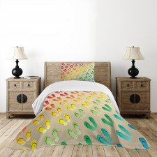 Graded Rainbow Color Bedspread Set