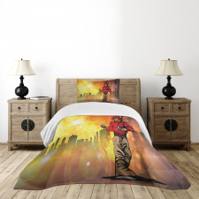 Rap Music City Skyline Bedspread Set