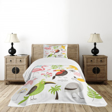 Flamingo and Pelican Bedspread Set