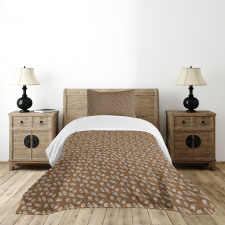 Cocoa Beans Leaves Bedspread Set