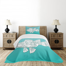 Doodle Mechanic Fish Bedspread Set