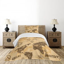 World Map Rope Knots Bedspread Set