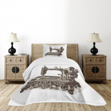 Old Sewing Machine Bedspread Set