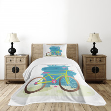 Hippo Child with Bicycle Bedspread Set