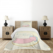 Cartoon Hippo Sleeping Bedspread Set