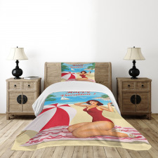 Red Bathing Suits Bedspread Set
