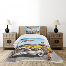 Vintage Biplane Bedspread Set