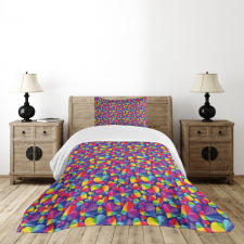 Rainbow Color Tone Heart Bedspread Set