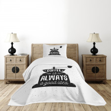 Grungy Typography Coffee Bedspread Set