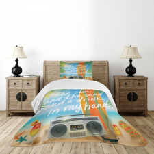 Tropical Beach Surfboard Bedspread Set