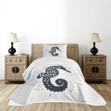 Uplifting Phrase Seahorse Bedspread Set