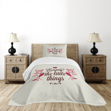 Retro Slogan and Flowers Bedspread Set