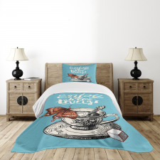 Antique Tea Cup Sketch Bedspread Set