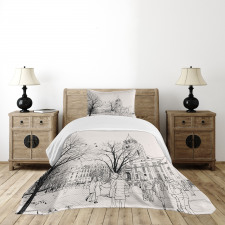 Walking People Winter Bedspread Set