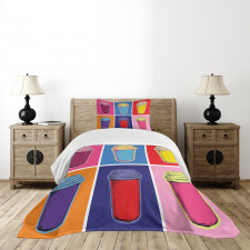 Modern Pop Art Cups Bedspread Set