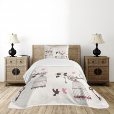 Bird Cages Keys Doves Bedspread Set