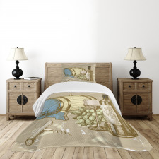Vintage Themed and Grapes Bedspread Set