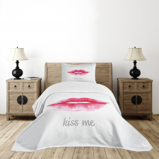 Pink Lipstick Kiss Me Bedspread Set