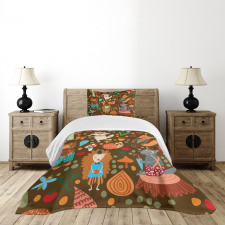 Raccoon and Butterfly Bedspread Set