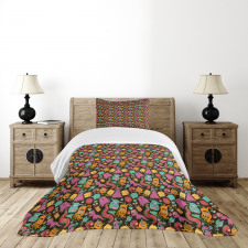 Colorful Monster Pattern Bedspread Set