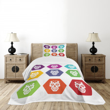 Hexagon Tiles Skull Bedspread Set