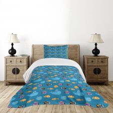 Whale and Aquarium Fauna Bedspread Set