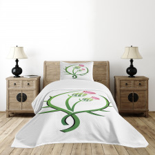 Graphic Flower Bedspread Set