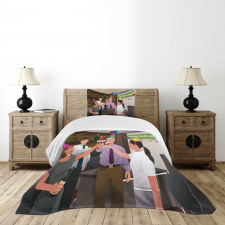 Employees in Office Bedspread Set