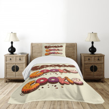 Doodle Style Bakery Theme Bedspread Set