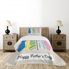 Colorful Dad Ties Theme Bedspread Set