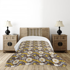 Dry Lotus Flower Design Bedspread Set