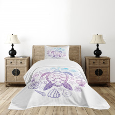 Colorful Marine Animals Bedspread Set