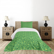 Floral Swirling Lines Bedspread Set