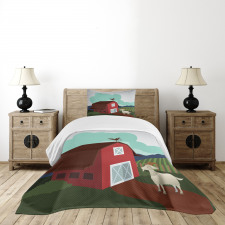 Rural Farmland Crop Bovine Bedspread Set