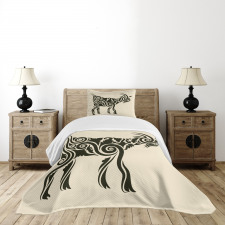 Tribal Waves Curves Tattoo Bedspread Set