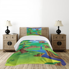 Cartoon Chinese Forest Bedspread Set