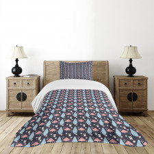 Penguins Boxes Trees Bedspread Set