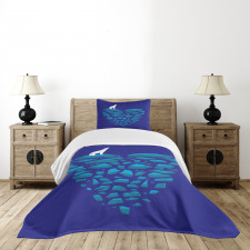 Ice Abstract Heart Bedspread Set