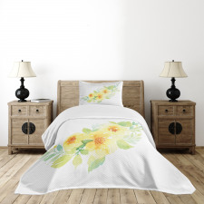 Watercolor Nature Flower Bedspread Set