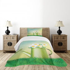 Watering Can Flowerpot Bedspread Set