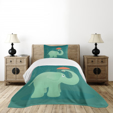 Elephant Holding Umbrella Bedspread Set
