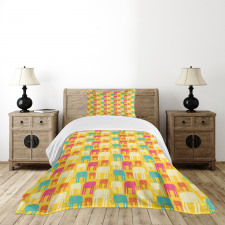 Colorful Doodle Animal Bedspread Set