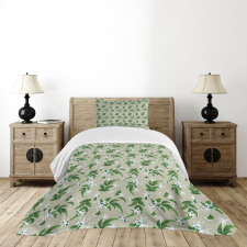 Exotic Flowers Branches Bedspread Set
