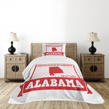 Grungy Theme State Map Bedspread Set