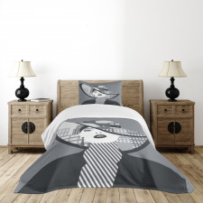 City Silhouette and Lady Art Bedspread Set