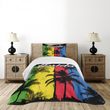 Grunge Palms Colorful Bedspread Set