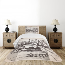 Miami Cityscape Sketch Bedspread Set