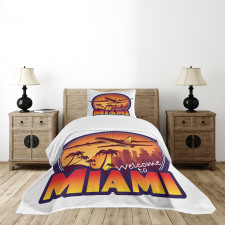 Welcome Miami Graphic Bedspread Set